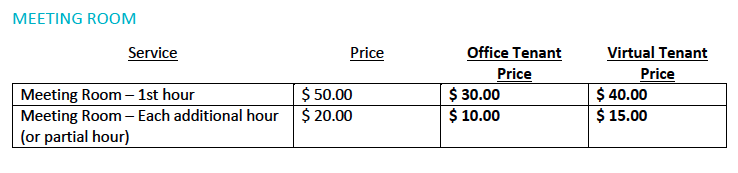 conference room pricing - mobile